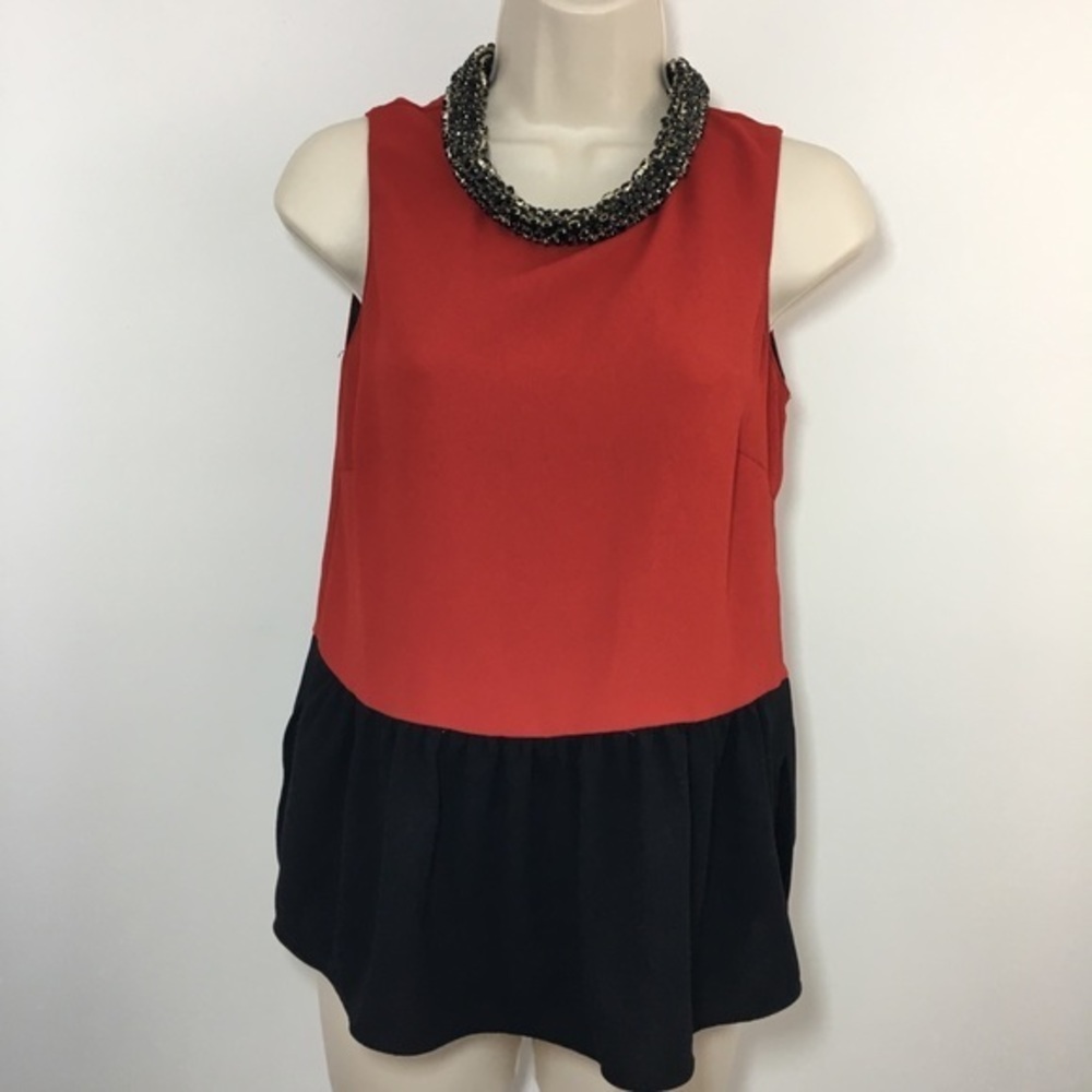 Zara peplum blouse with crystal embellished neck